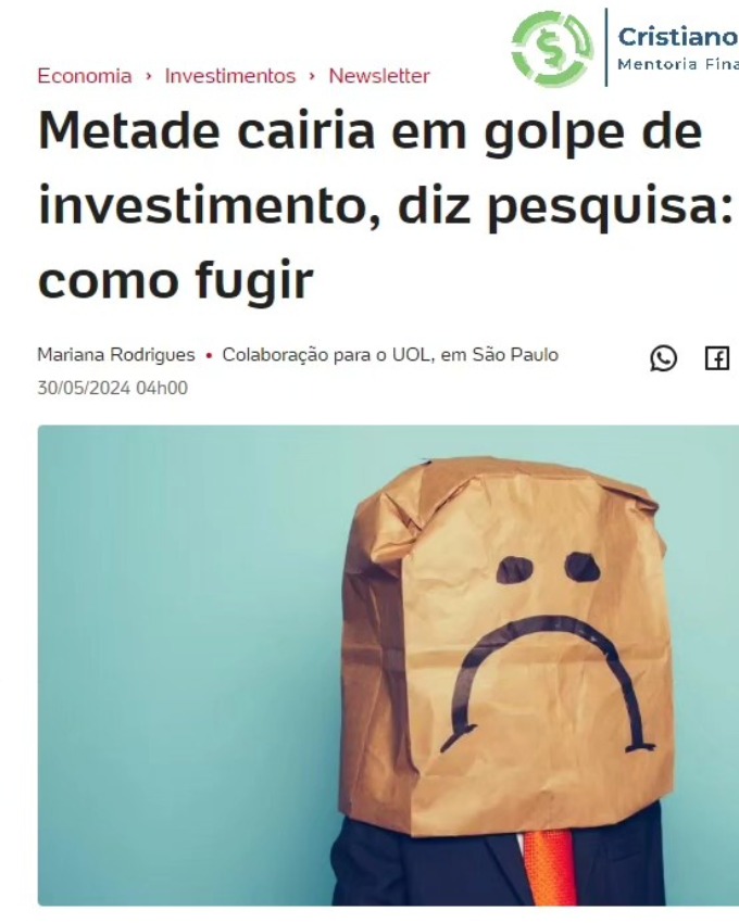Post sobre proteção contra golpes de investimento